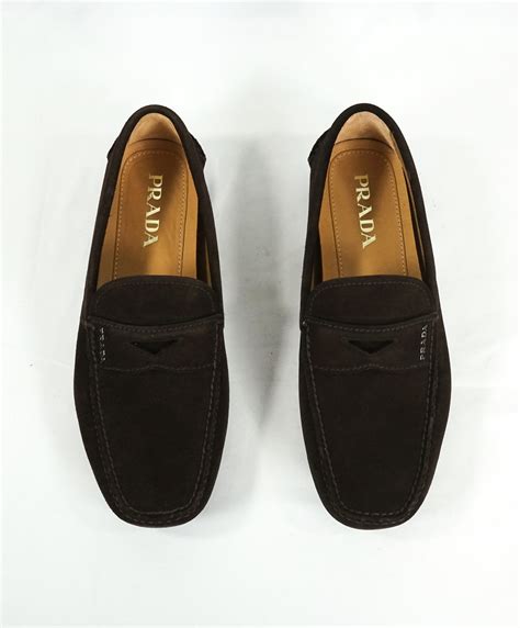 prada logo penny loafers|Prada suede loafer.